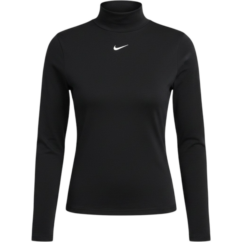 Nike Women Sportwear Essential Long Sleeve Mock Top, Black, Medium‎